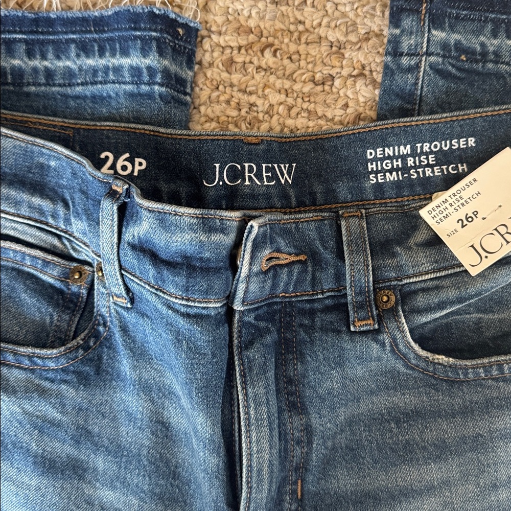 NWT J. Crew Denim Trouser High Rise Semi-Stretch Classic Indigo Jeans - Picture 3 of 10
